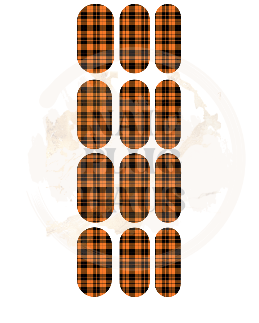 Orange Plaid Nail Decals