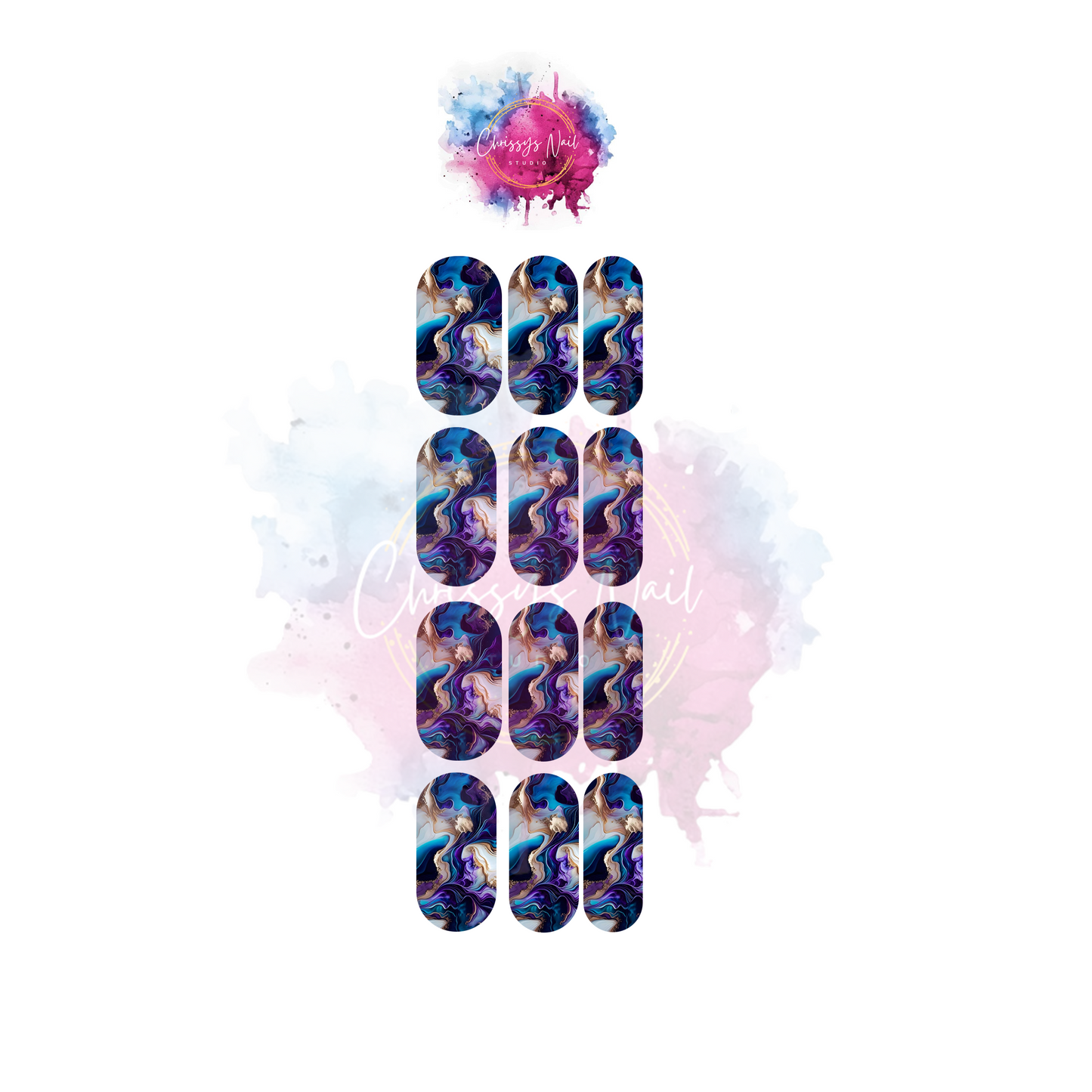 Blue Marble Nail Decals