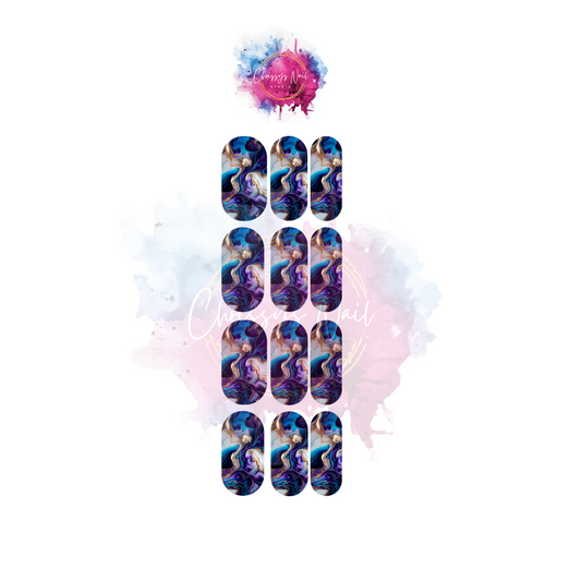 Blue Marble Nail Decals