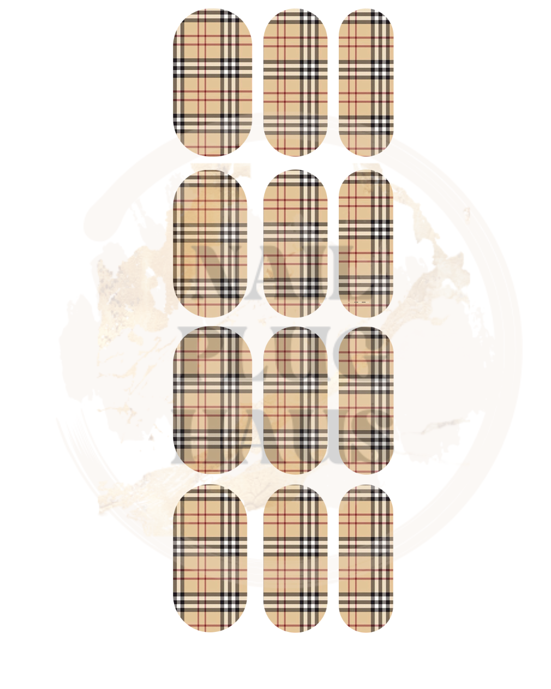 Tan Plaid Nail Decals