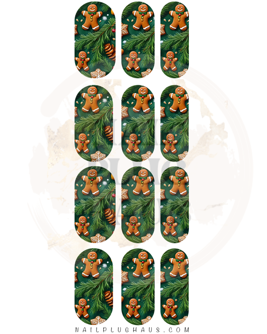 Green Gingerbread Nail Decals
