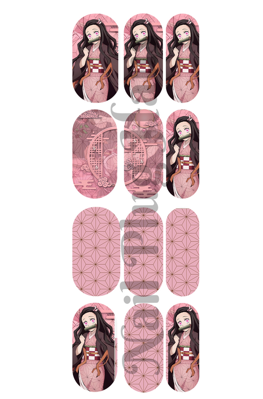 ANIME NEZUKO NAIL DECALS